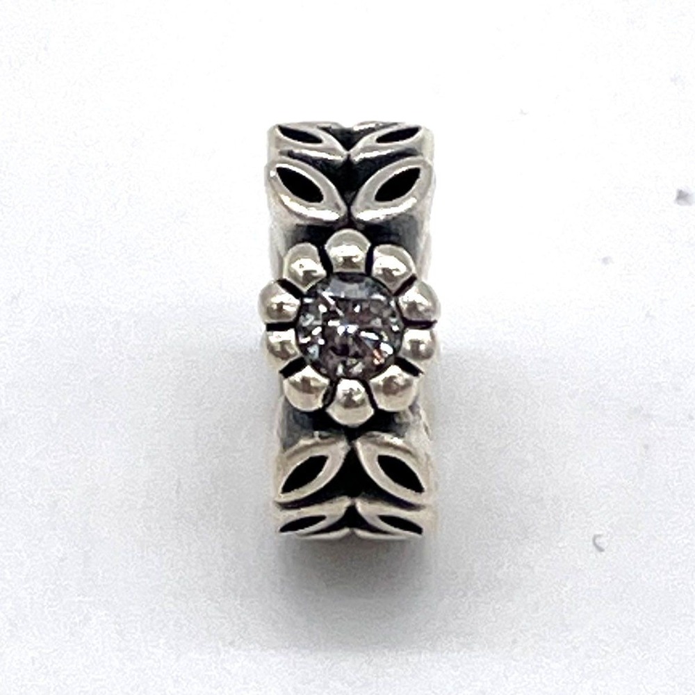 Pandora Twice as Nice Spacer Charm Sterling Silver Clear CZ Sunflower Retired